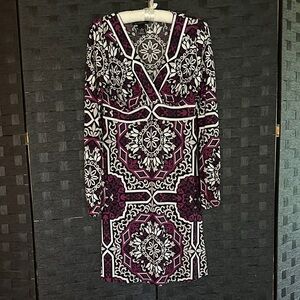 INC International Concepts Purple and Black Geometric Dress - Size M
